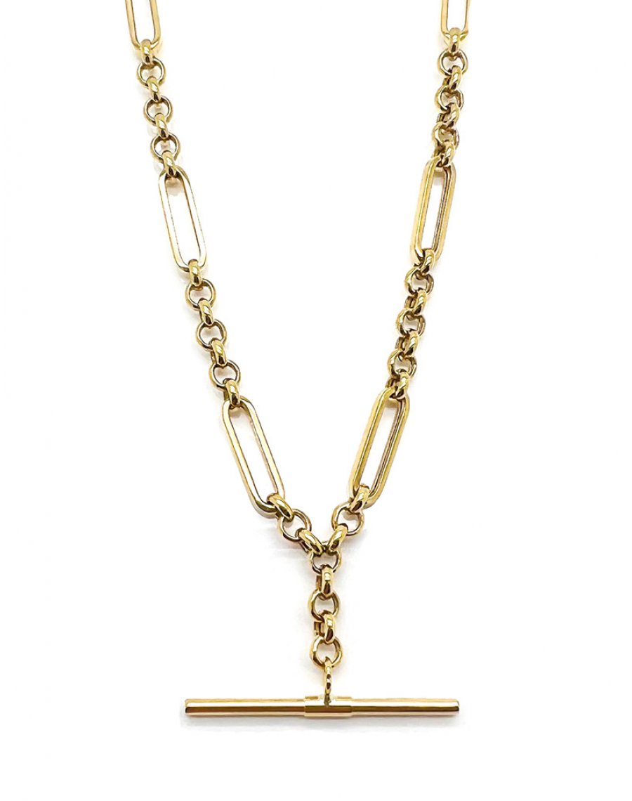 Gold T-Bar Necklace and Bracelet Gift Set