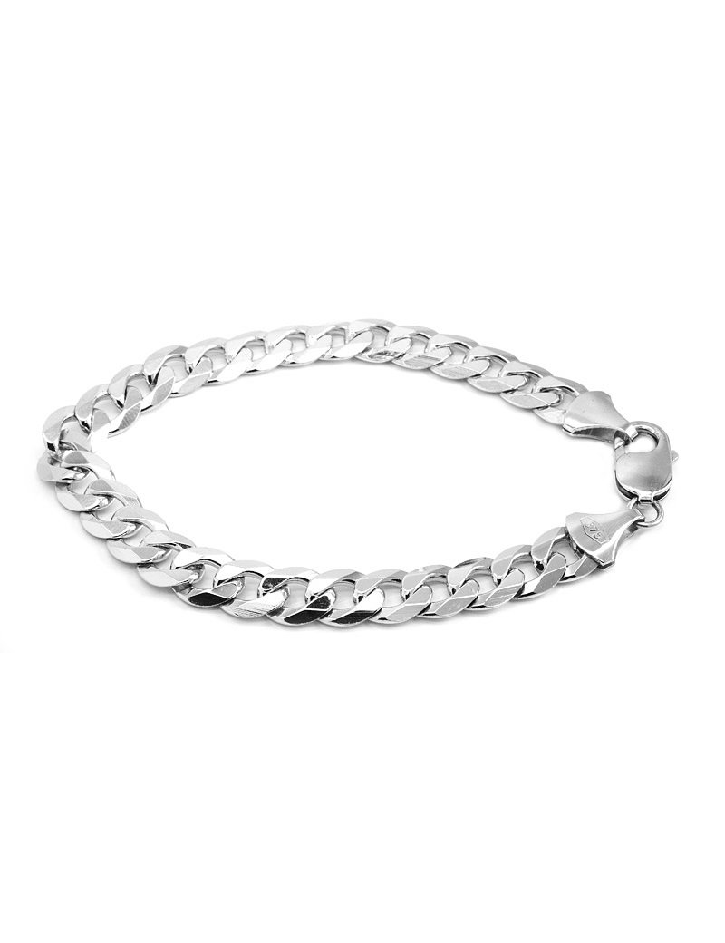 9ct White Gold Solid Curb Bracelet | T T Jewellers