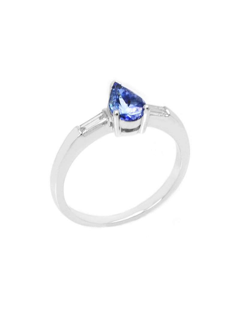18ct White Gold Tanzanite & Diamond Ring | T T Jewellers