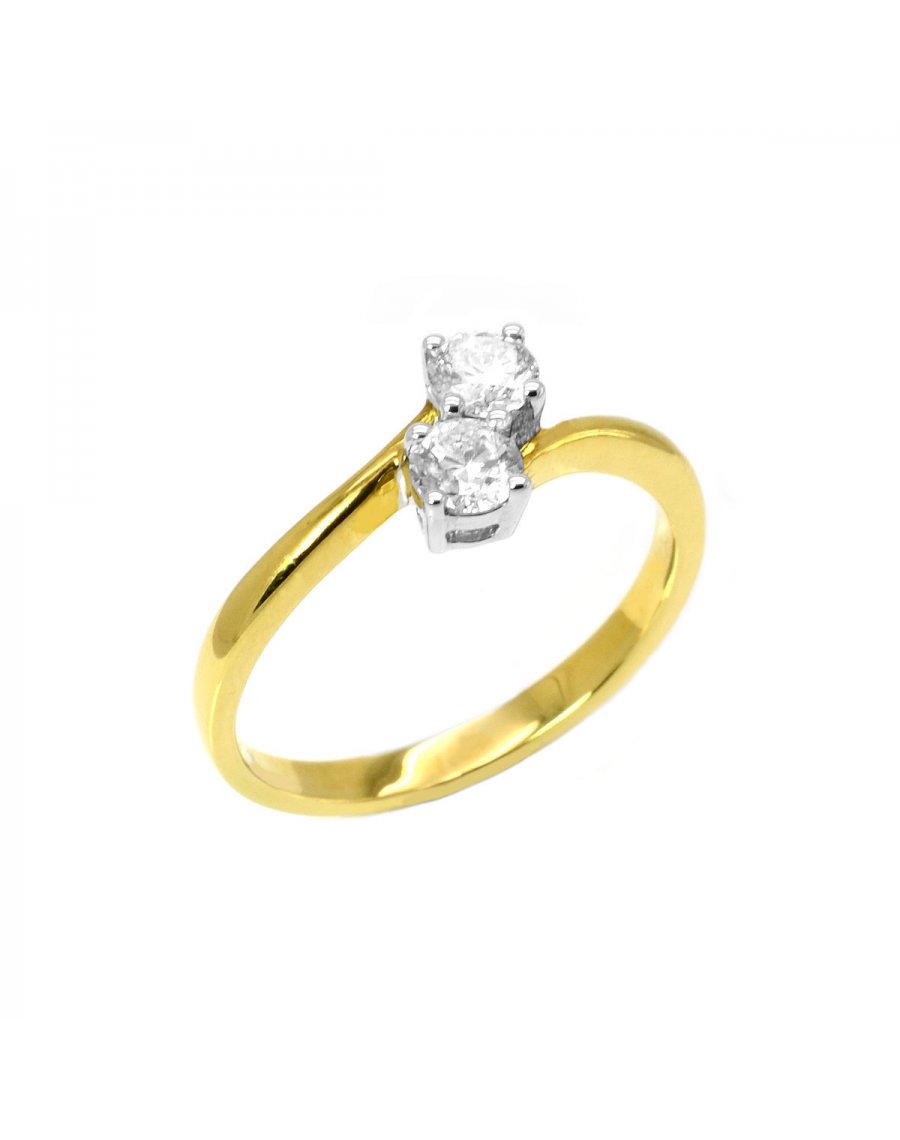 18ct Yellow Gold Cross-over Diamond Ring | T T Jewellers