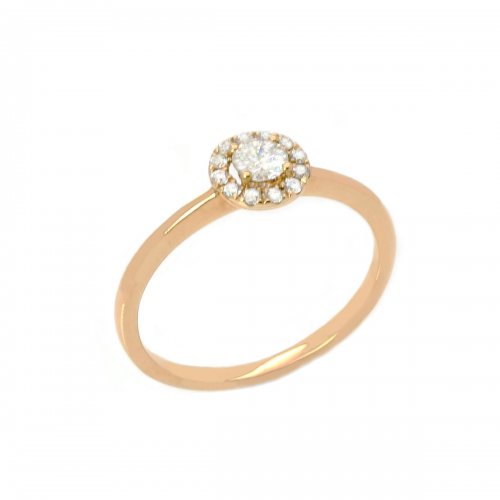 18ct Rose Gold Diamond Halo Ring | T T Jewellers