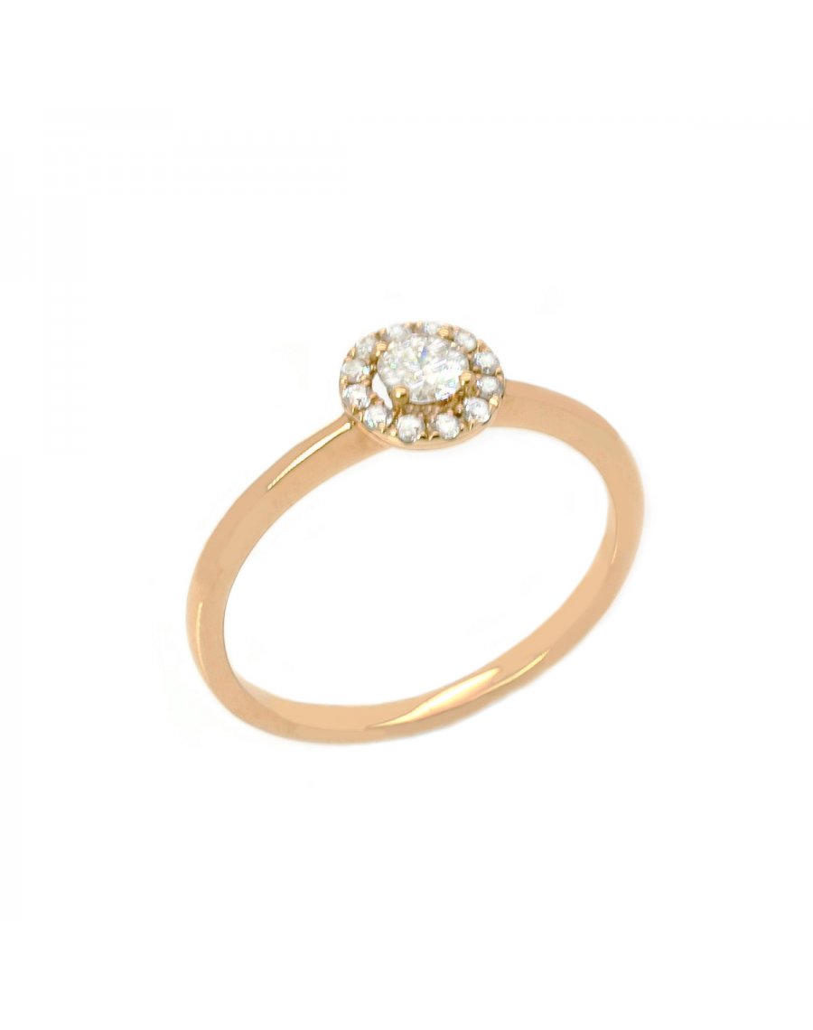 18ct Rose Gold Diamond Halo Ring | T T Jewellers